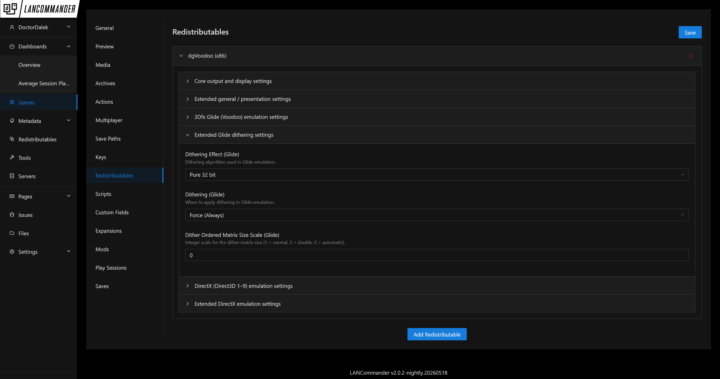 Redistributable Options